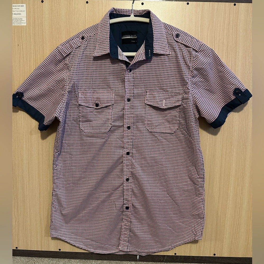 River Island Red and Navy Casual Button Down Shirt